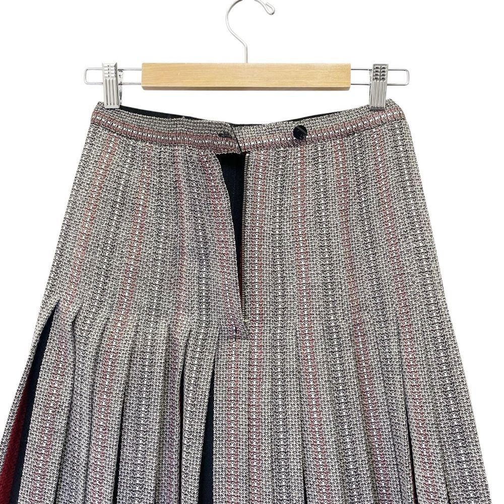 Vintage Wool Plaid Pleated Midi Skirt Red Black Cream VTG EU 38 US 8 Modern 2 - Picture 7 of 10